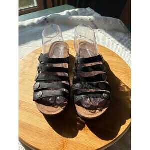 Dansko Janie Black Leather Comfort Strappy Sandal Womens Size 39